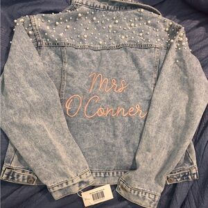 Vintage Blue Jean Jacket with Embroidered Back